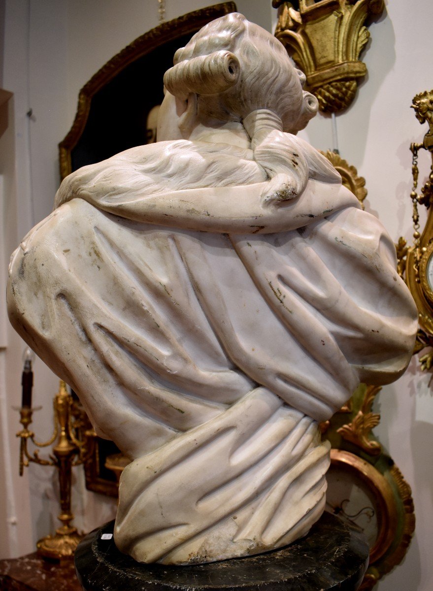 "Louis XVI Roi De France Et De Navarre" En Marbre Blanc De Carrare Sculpté XVIII ème-photo-8