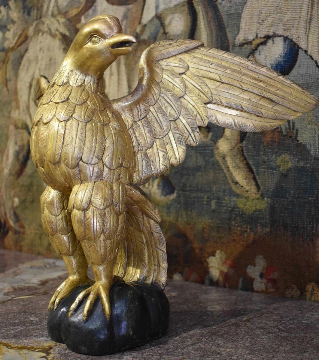 Aigle Impérial En Bois Sculpté Et Doré XIX ème-photo-4