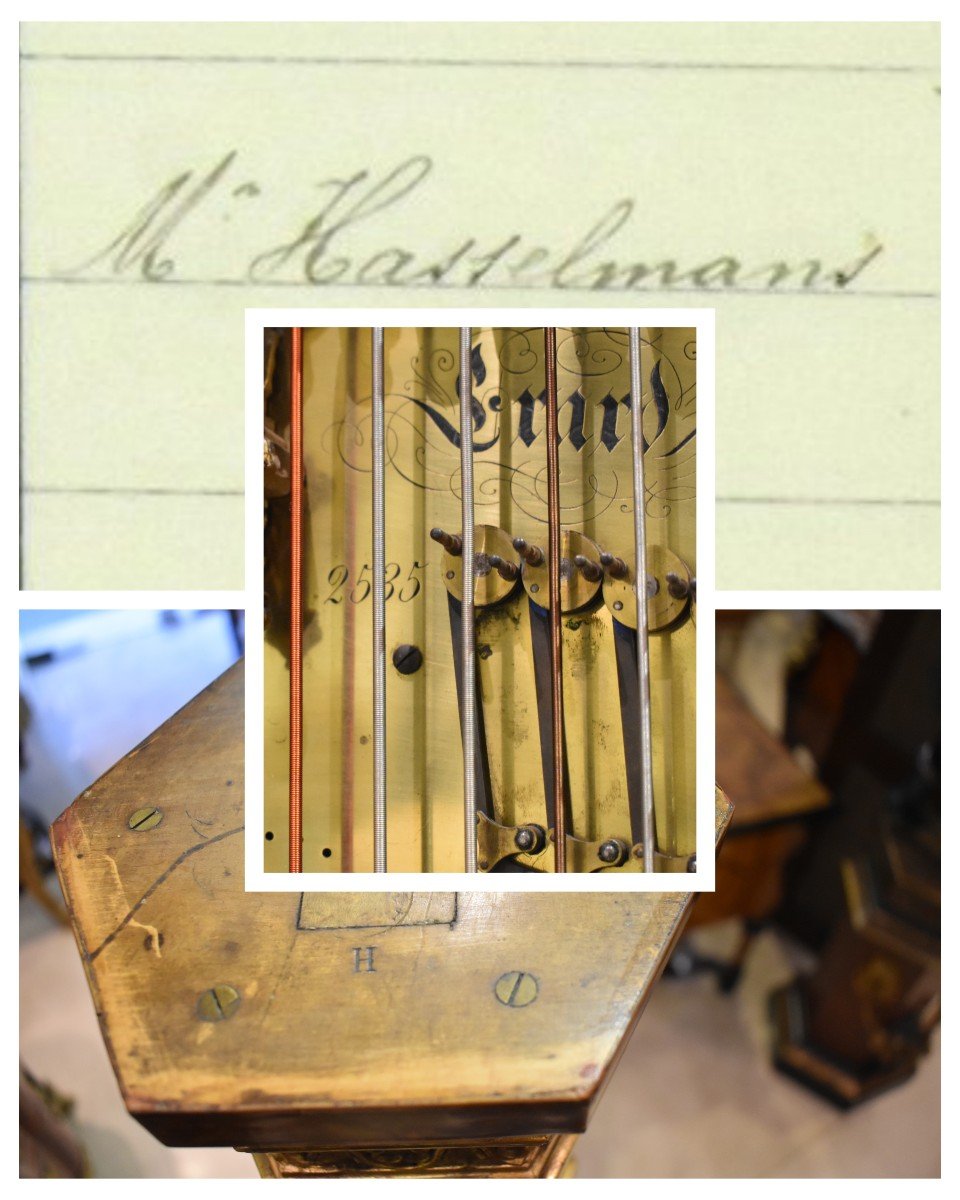 Harpe En Bois Sculpté Et Doré Signée Erard XIX ème-photo-5