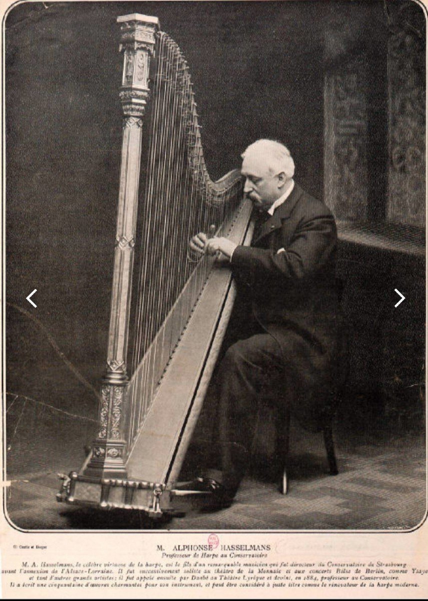 Harpe En Bois Sculpté Et Doré Signée Erard XIX ème-photo-6