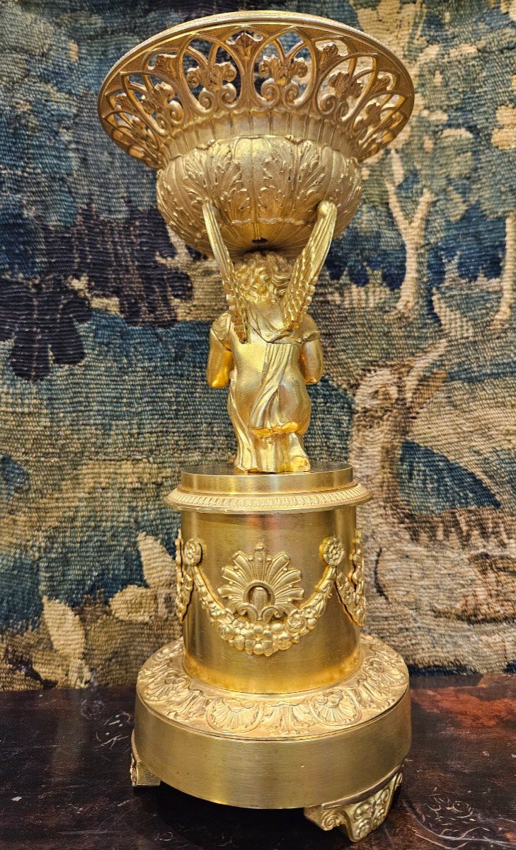 Grand Vase Corbeille En Bronze Doré Epoque Charles X Début XIX ème -photo-2