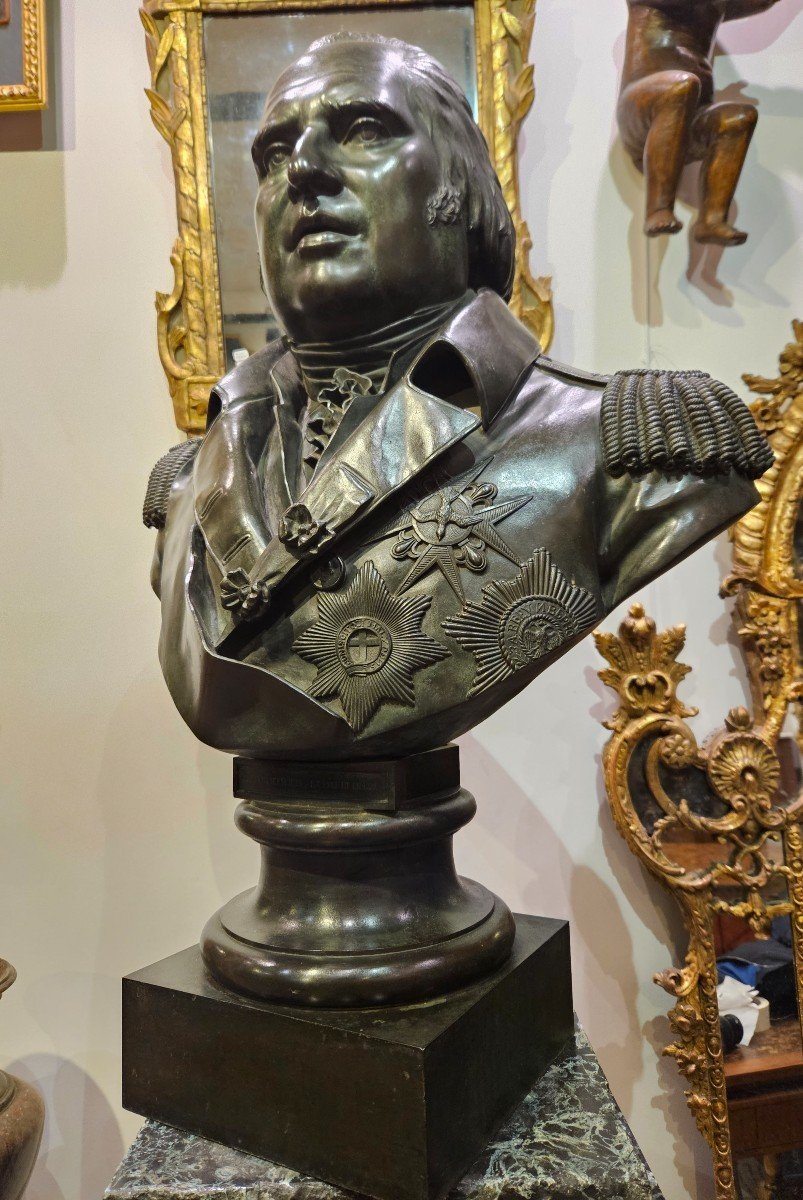 "louis XVIII King Of France And Navarre" In Patinated Bronze Dated 1816 Early 19th Century-photo-2