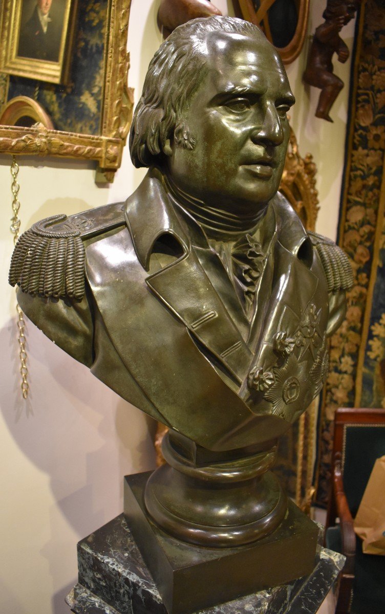 "louis XVIII King Of France And Navarre" In Patinated Bronze Dated 1816 Early 19th Century-photo-3