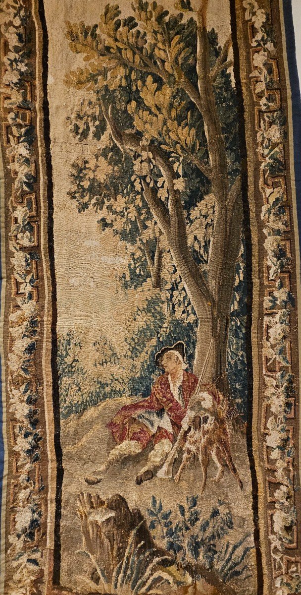 Aubusson Tapestry "the Hunter And His Dog" Louis XV XVIII Period-photo-6