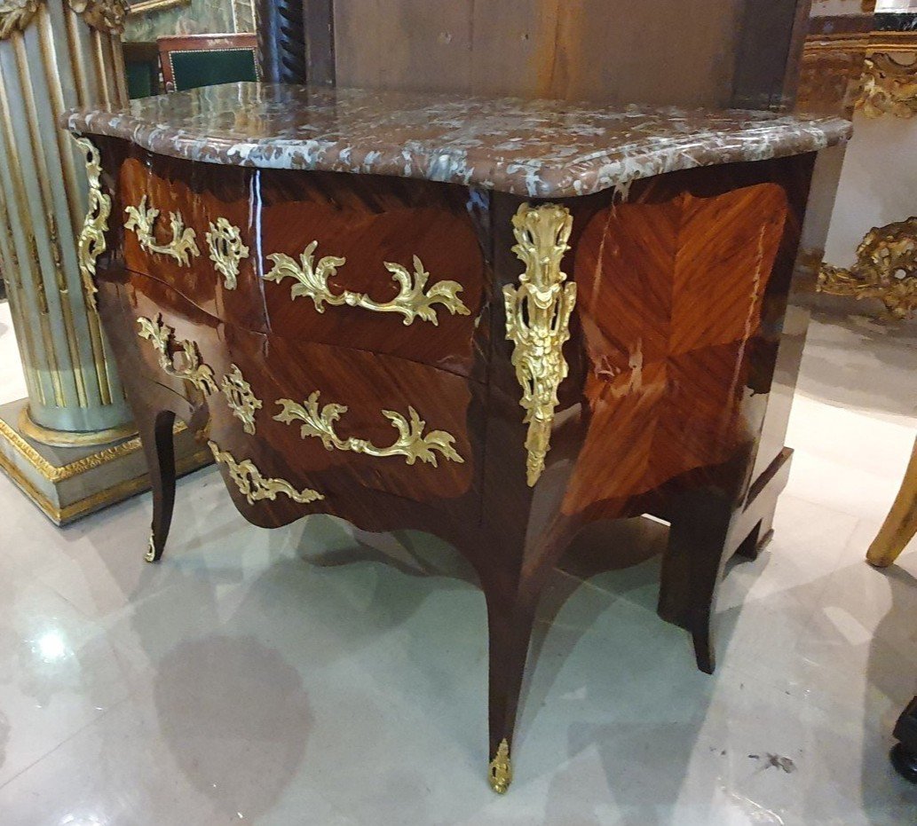 Commode En Marqueterie Estampillée A. Fleury Epoque Louis XV XVIII ème-photo-5