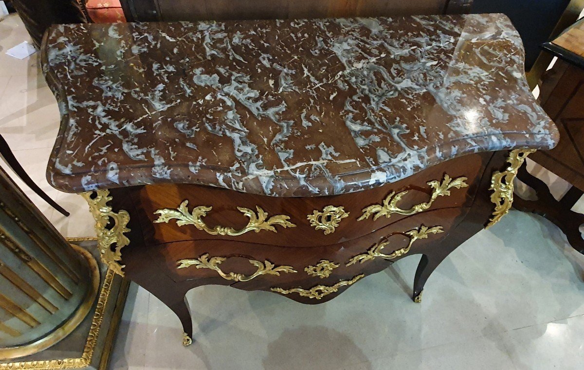 Commode En Marqueterie Estampillée A. Fleury Epoque Louis XV XVIII ème-photo-8