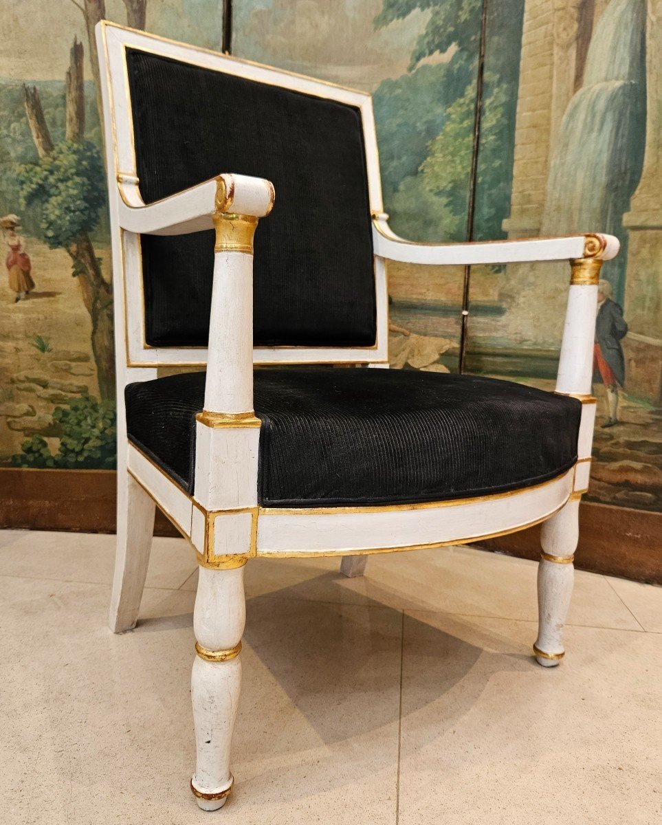 Fauteuil Du Château De Compiègne Estampillé P.marcion Epoque Empire XIX ème