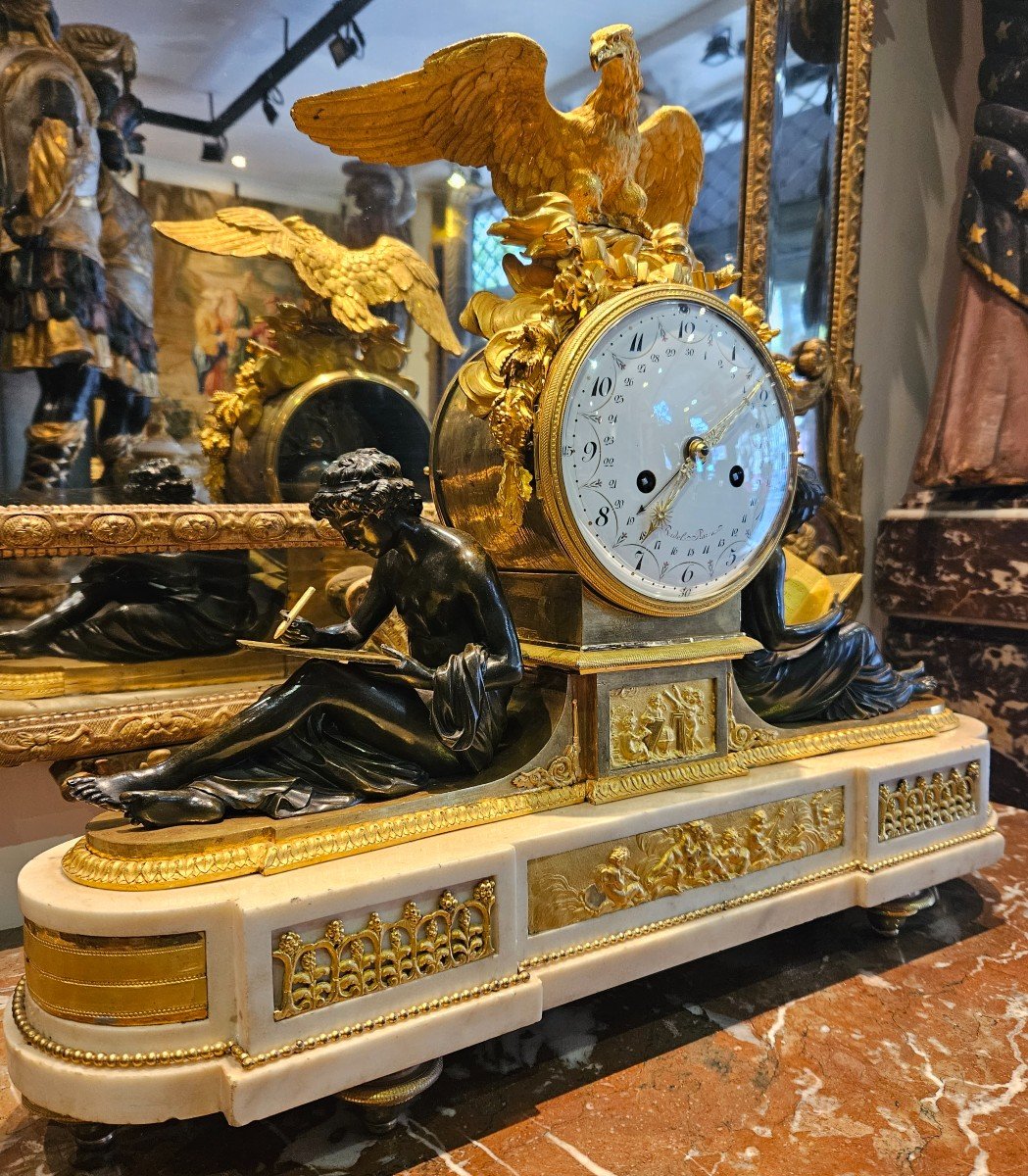 Important Clock "study And Philosophy" Louis XVI XVIIIth Period -photo-4