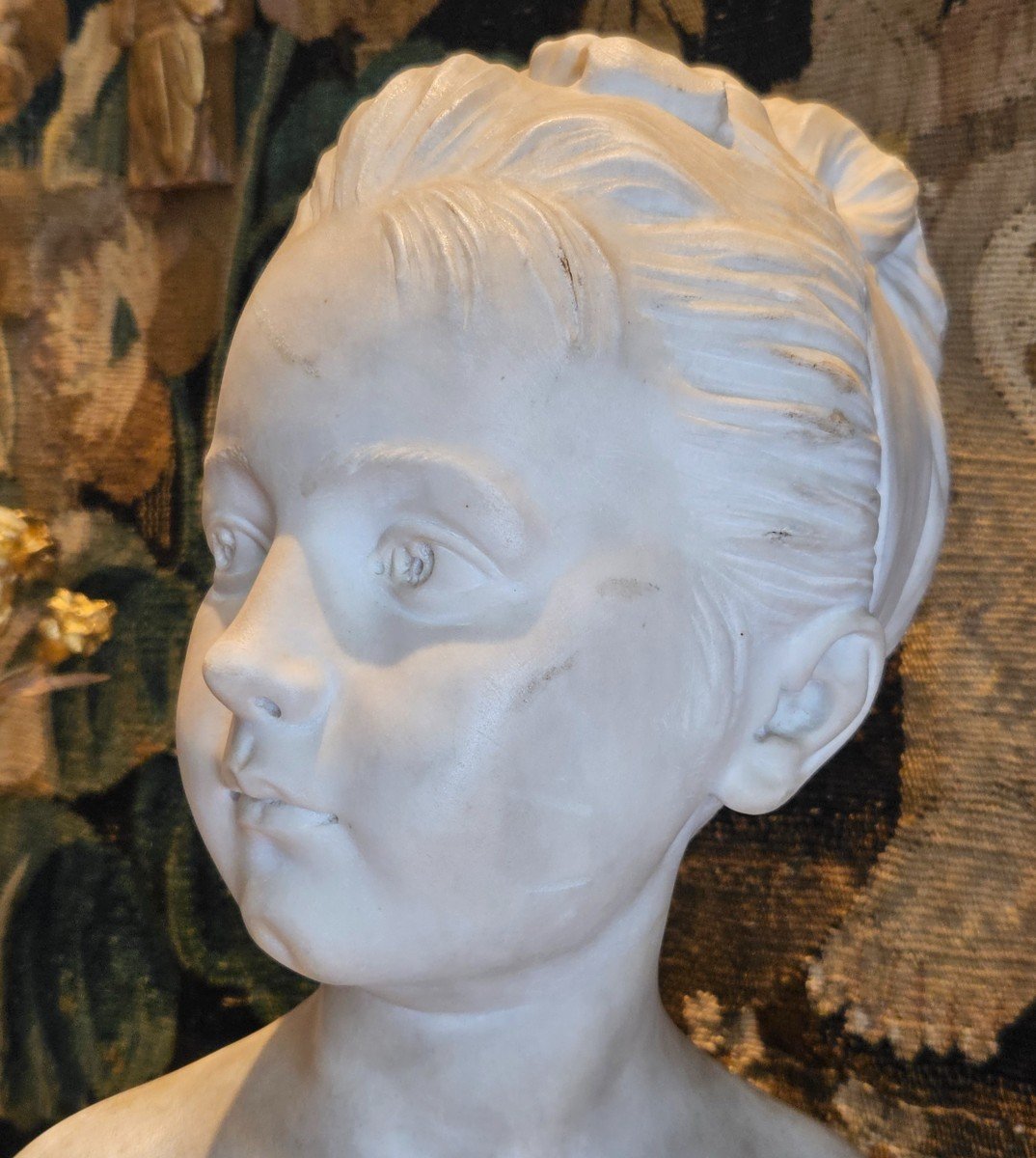  Bust Of "louise Brongniart" In Mabre After Houdon 19th Century-photo-1