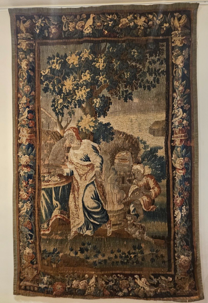 Aubusson Tapestry "allegory Of The Home" Louis XIV XVIIth Period -photo-3