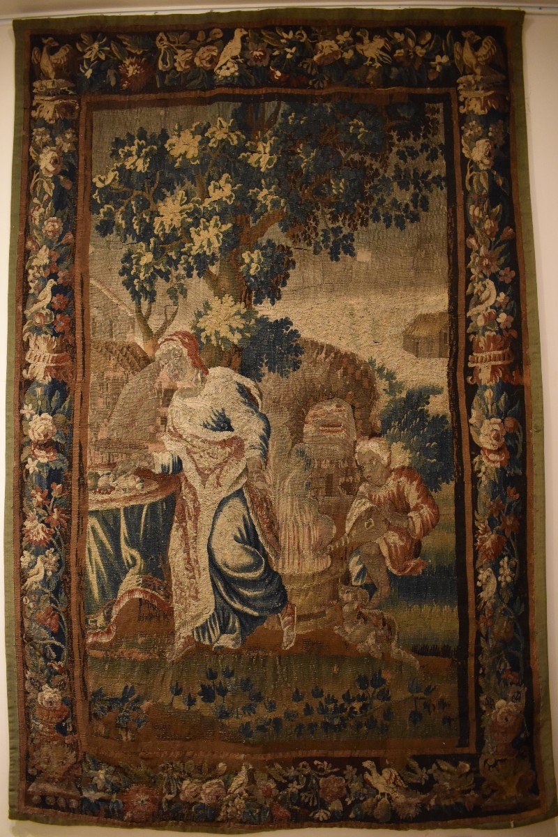 Aubusson Tapestry "allegory Of The Home" Louis XIV XVIIth Period 