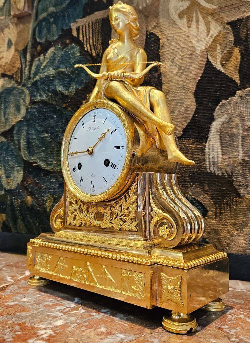 "diane Chasseresse" Clock In Gilt Bronze Louis XVI Period XVIIIth Century -photo-2