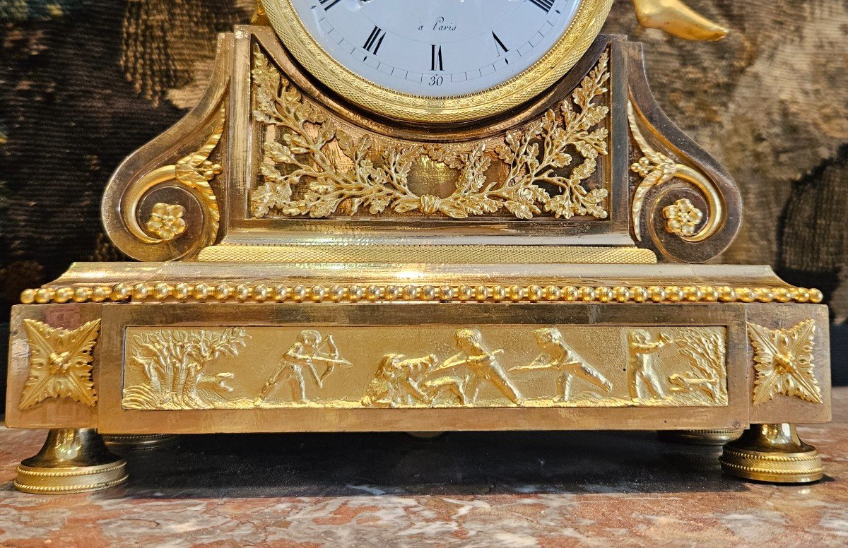 "diane Chasseresse" Clock In Gilt Bronze Louis XVI Period XVIIIth Century -photo-4