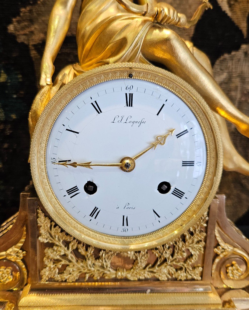 "diane Chasseresse" Clock In Gilt Bronze Louis XVI Period XVIIIth Century -photo-1