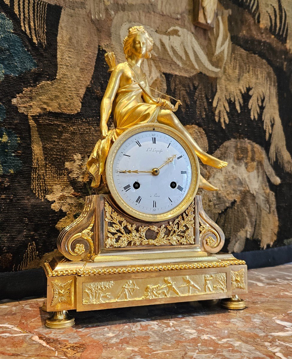 "diane Chasseresse" Clock In Gilt Bronze Louis XVI Period XVIIIth Century -photo-2