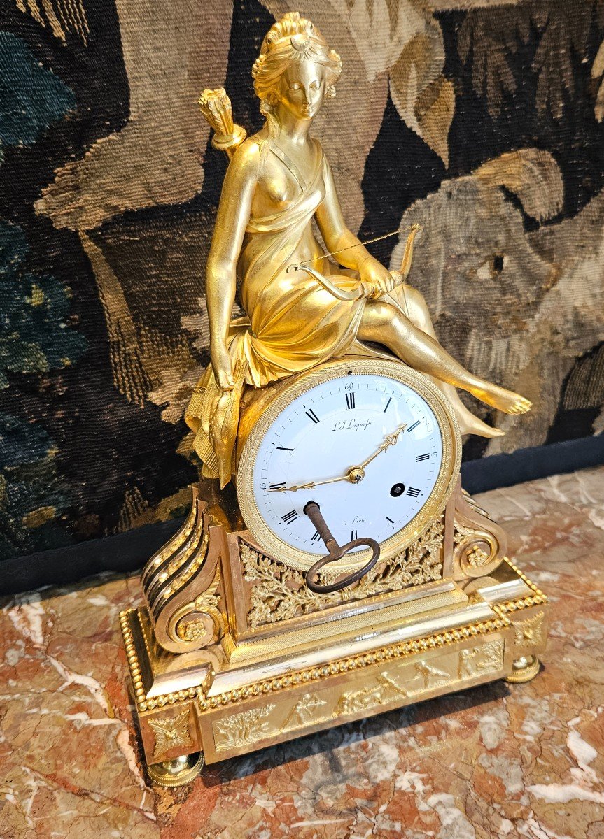 "diane Chasseresse" Clock In Gilt Bronze Louis XVI Period XVIIIth Century -photo-3