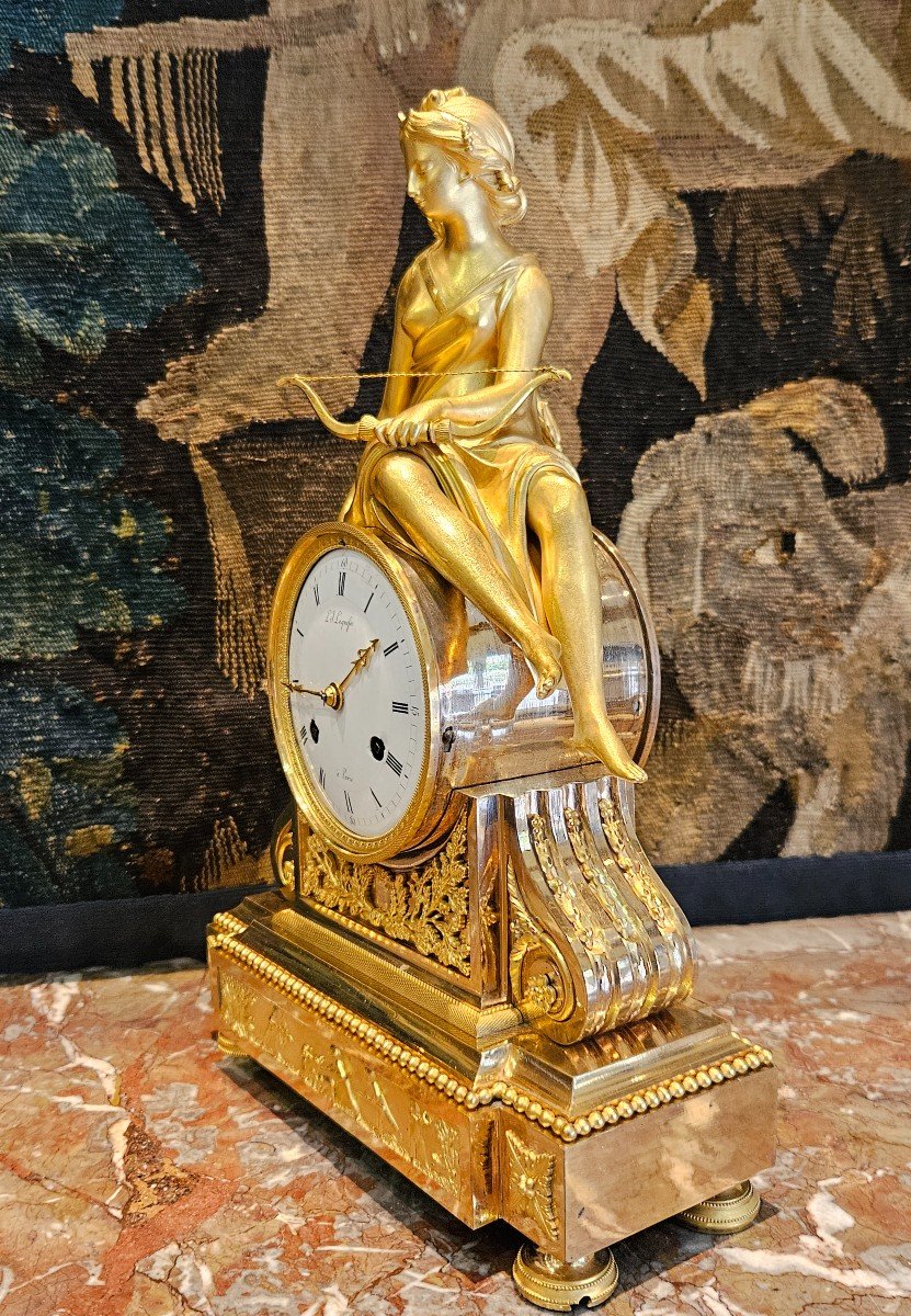 "diane Chasseresse" Clock In Gilt Bronze Louis XVI Period XVIIIth Century -photo-4