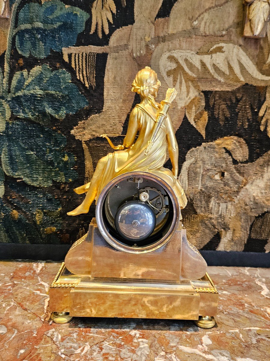 "diane Chasseresse" Clock In Gilt Bronze Louis XVI Period XVIIIth Century -photo-5