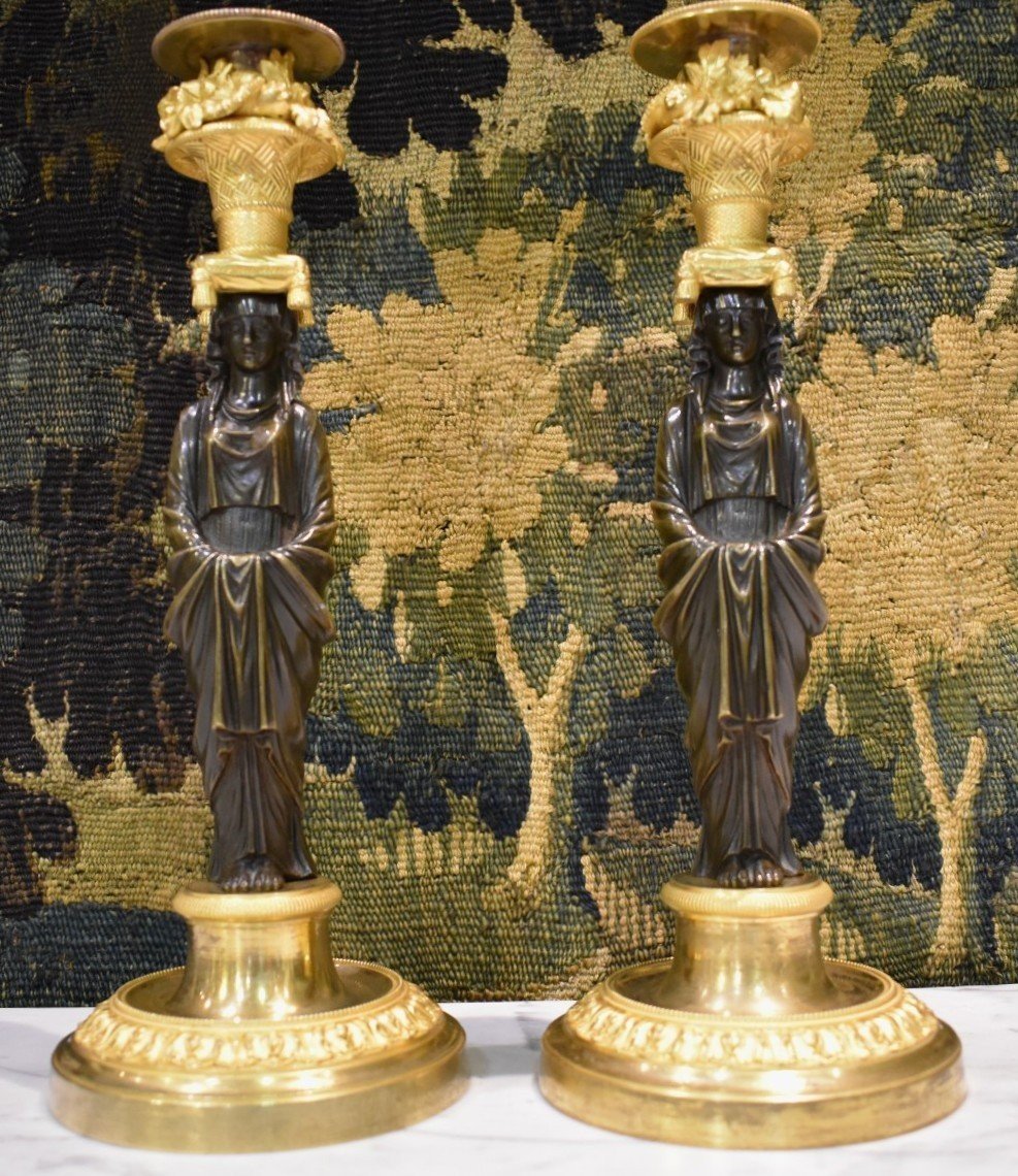 Pair Of Candlesticks "aux Vestals" Consulate Period "1799-1804"-photo-2