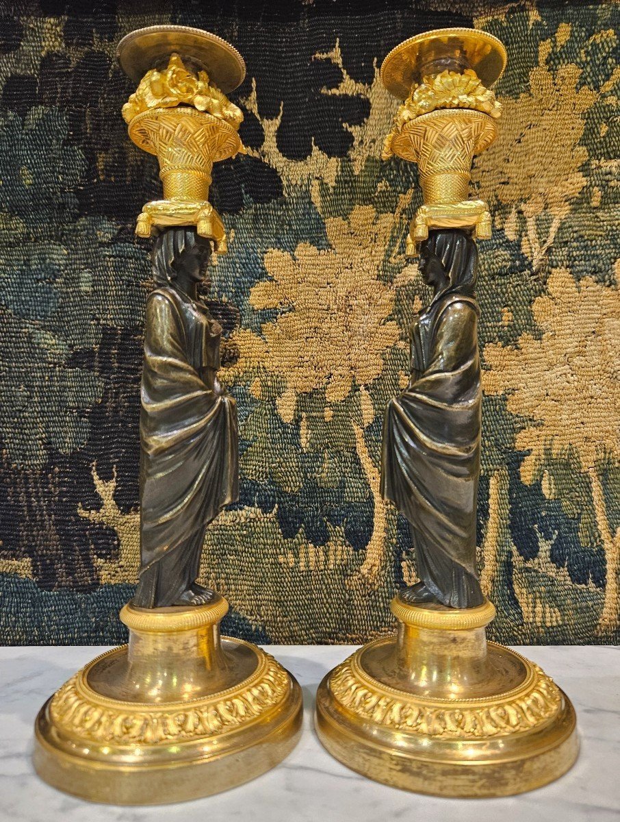 Pair Of Candlesticks "aux Vestals" Consulate Period "1799-1804"-photo-4