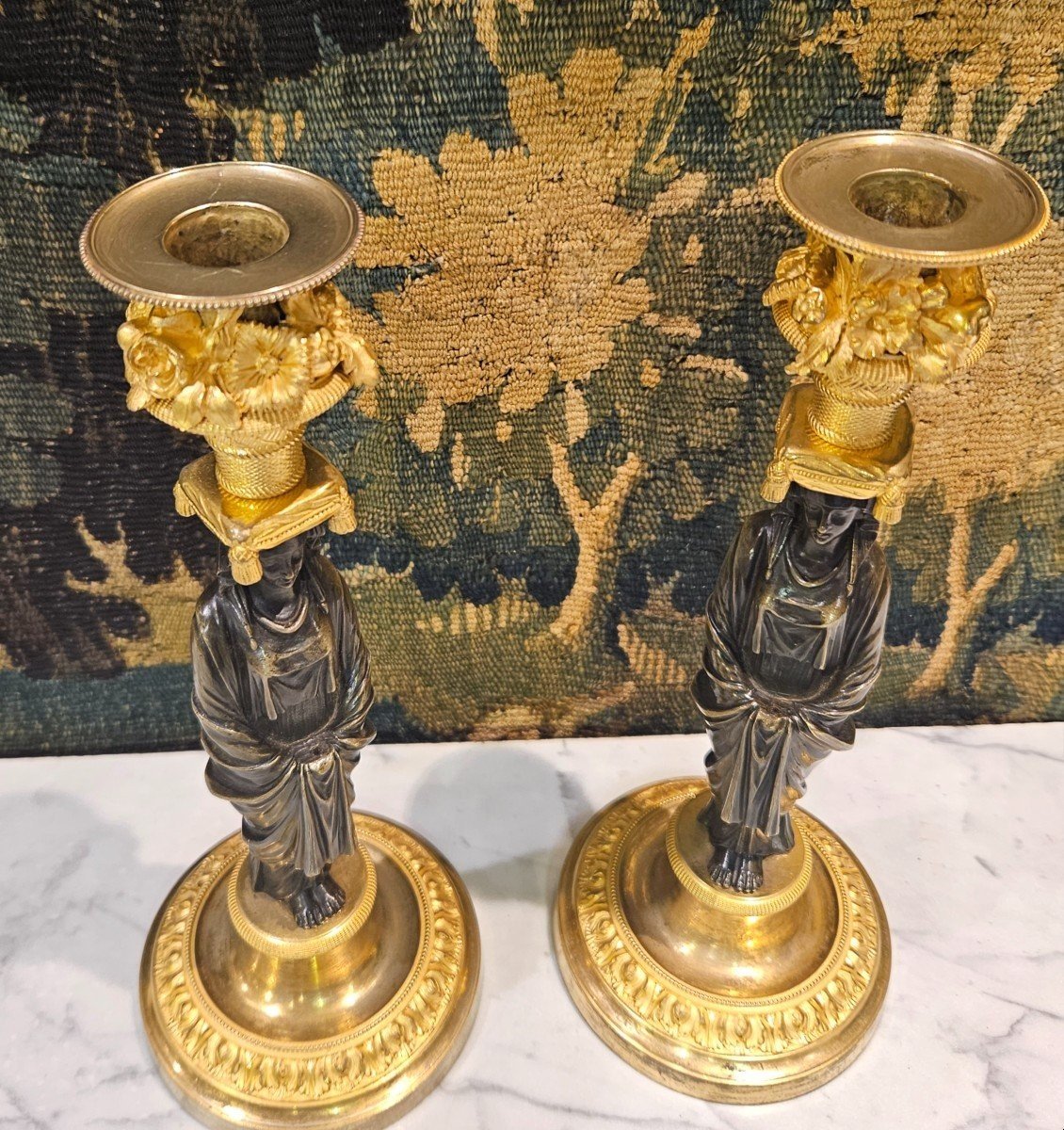 Pair Of Candlesticks "aux Vestals" Consulate Period "1799-1804"-photo-5