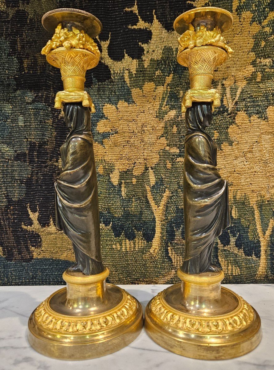 Pair Of Candlesticks "aux Vestals" Consulate Period "1799-1804"-photo-6