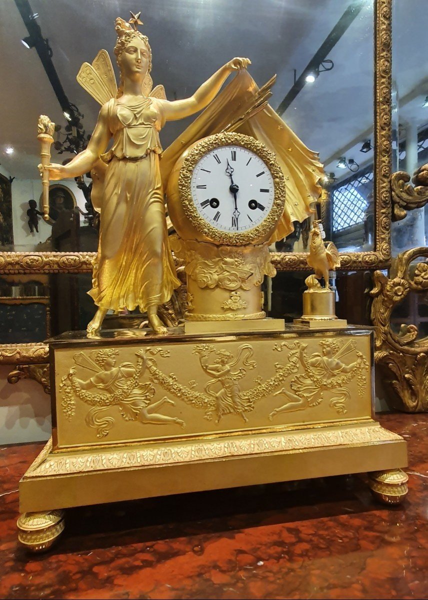 Large Mythological Clock In Gilded Bronze Empire Period Early 19th Century-photo-2