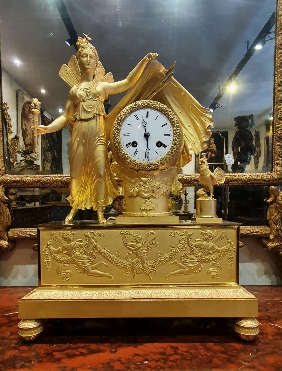 Large Mythological Clock In Gilded Bronze Empire Period Early 19th Century-photo-4