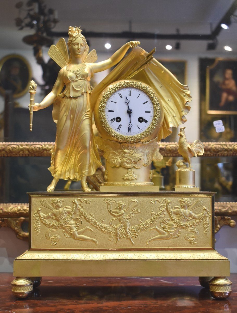 Large Mythological Clock In Gilded Bronze Empire Period Early 19th Century