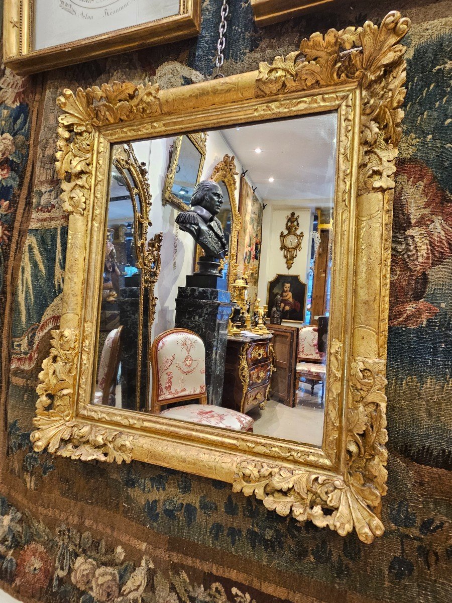 18th Century Regency Period Carved And Gilded Oak Mirror -photo-1