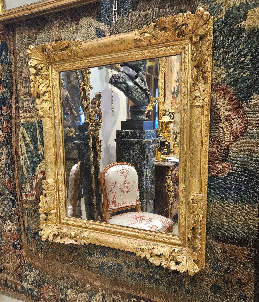 18th Century Regency Period Carved And Gilded Oak Mirror -photo-4