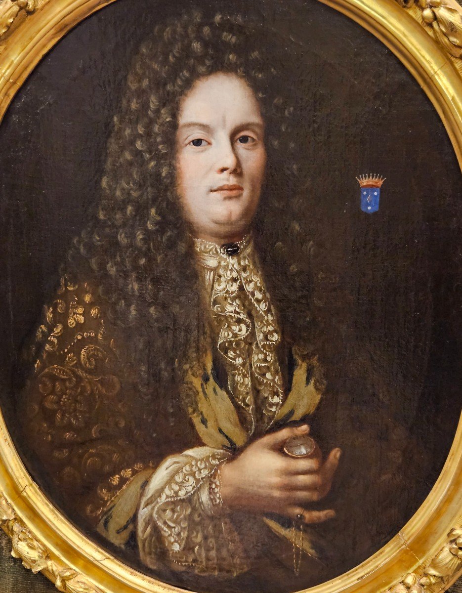 Grand Portrait d'Un Comte Epoque Louis XIV XVII ème -photo-2