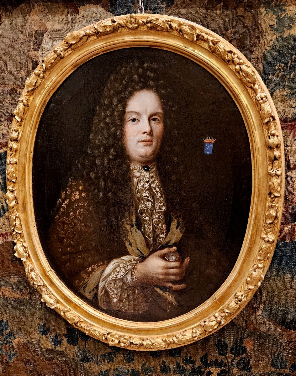 Grand Portrait d'Un Comte Epoque Louis XIV XVII ème -photo-3