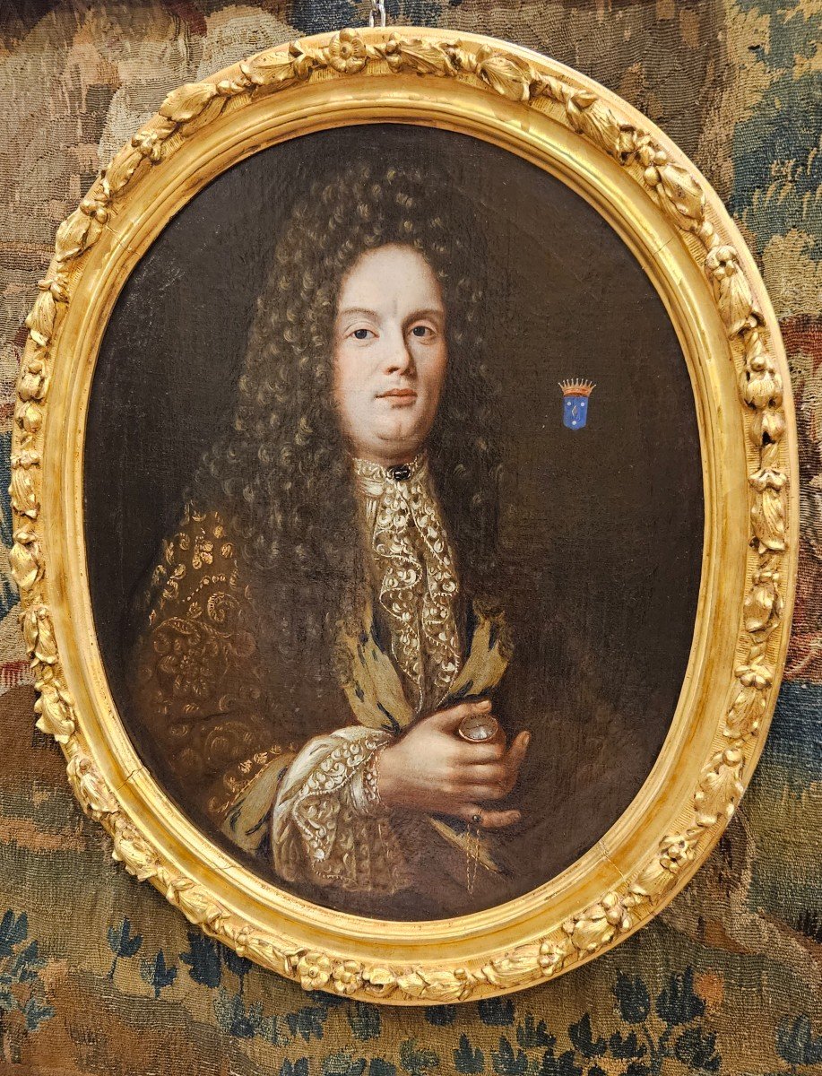 Grand Portrait d'Un Comte Epoque Louis XIV XVII ème -photo-1