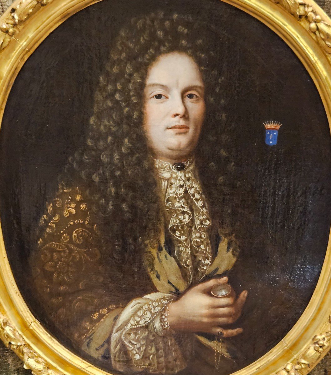 Grand Portrait d'Un Comte Epoque Louis XIV XVII ème -photo-3