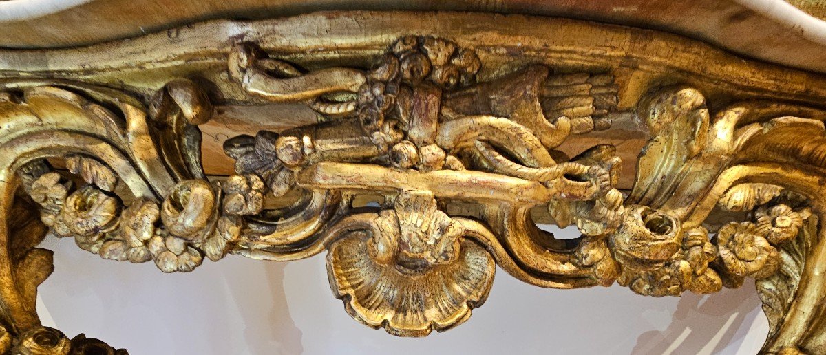 Console En Chêne Sculpté Et Doré Epoque Transition XVIII ème -photo-1