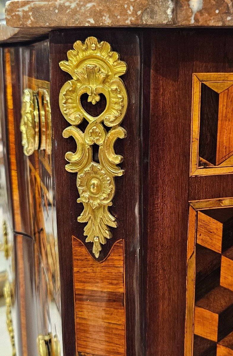 Marquetry Chest Of Drawers Stamped G.jansen Transition Period 18th Century -photo-2