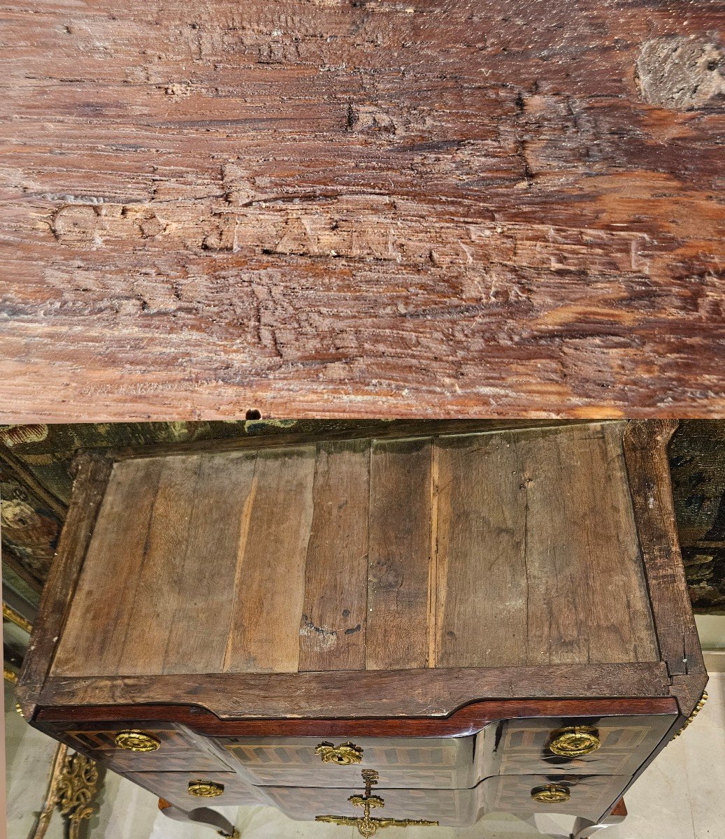 Marquetry Chest Of Drawers Stamped G.jansen Transition Period 18th Century -photo-7