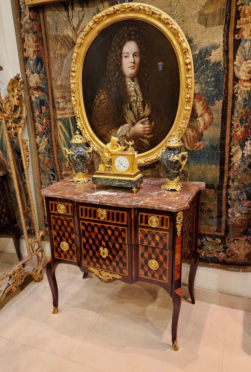 Marquetry Chest Of Drawers Stamped G.jansen Transition Period 18th Century -photo-8