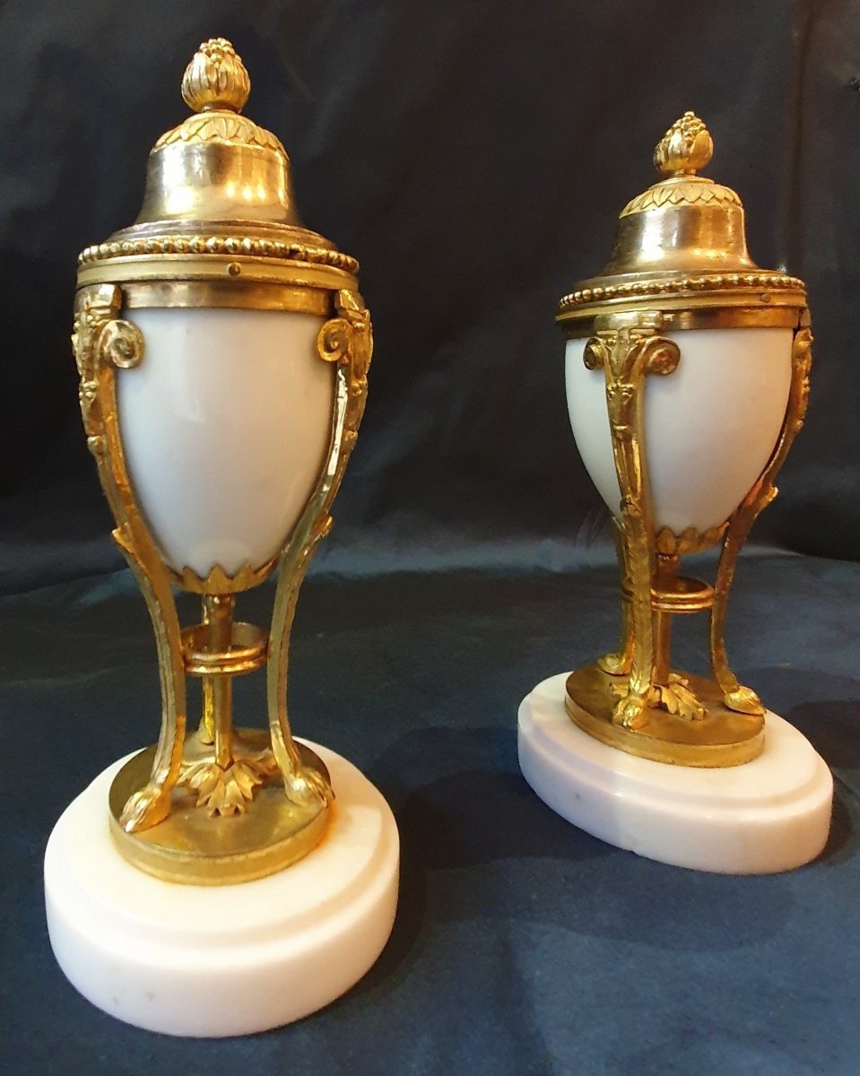 Pair Of Cassolettes Forming Candlesticks Early 19th Century-photo-2