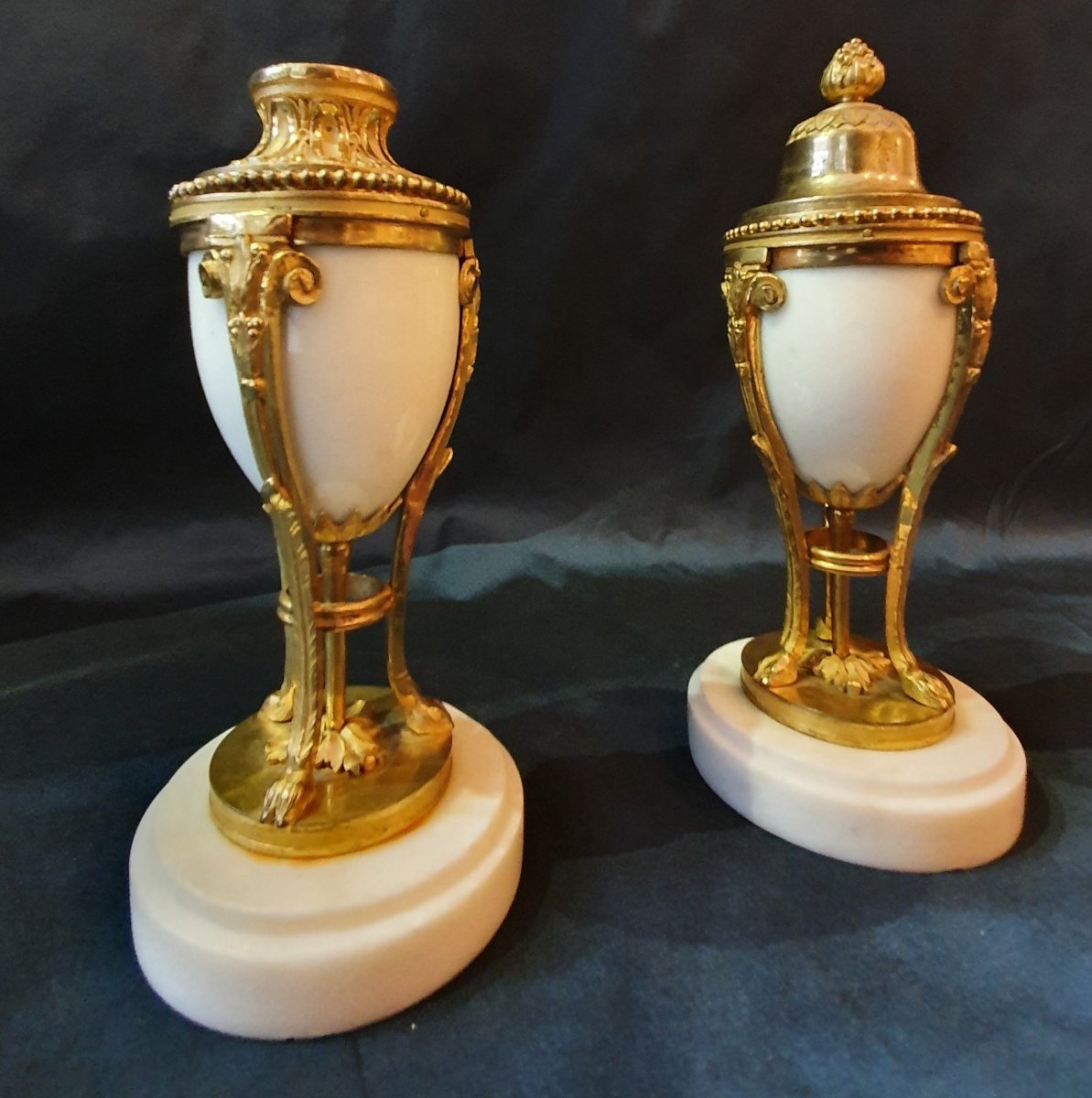 Pair Of Cassolettes Forming Candlesticks Early 19th Century-photo-3