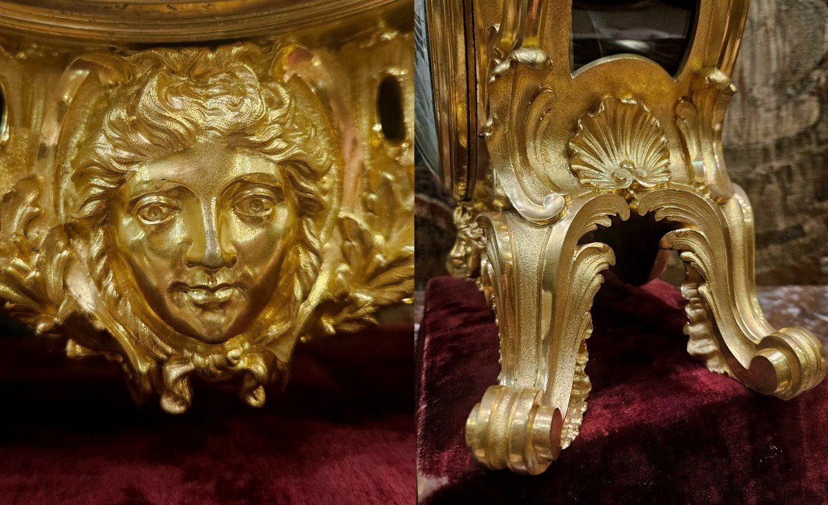 Important Gilt Bronze Cartel Signed "henry Dasson 1886" 19th Century -photo-4