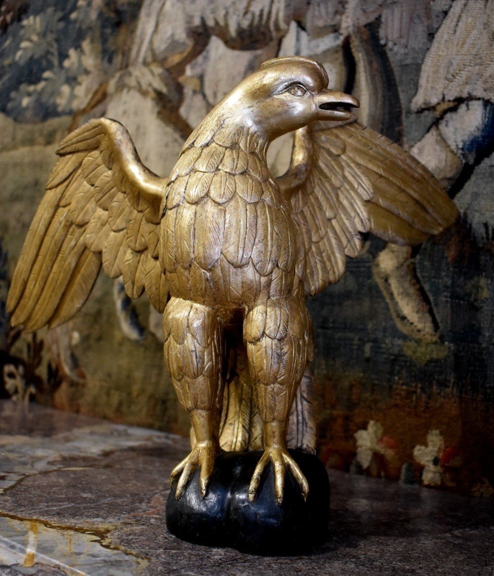 Aigle Impérial En Bois Sculpté Et Doré XIX ème-photo-2