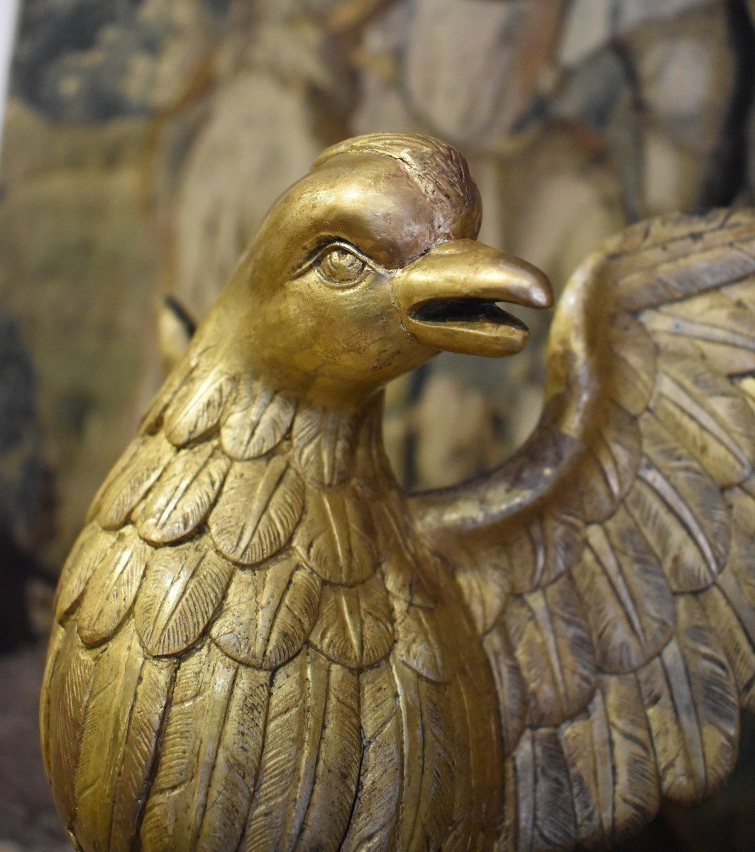 Aigle Impérial En Bois Sculpté Et Doré XIX ème-photo-4