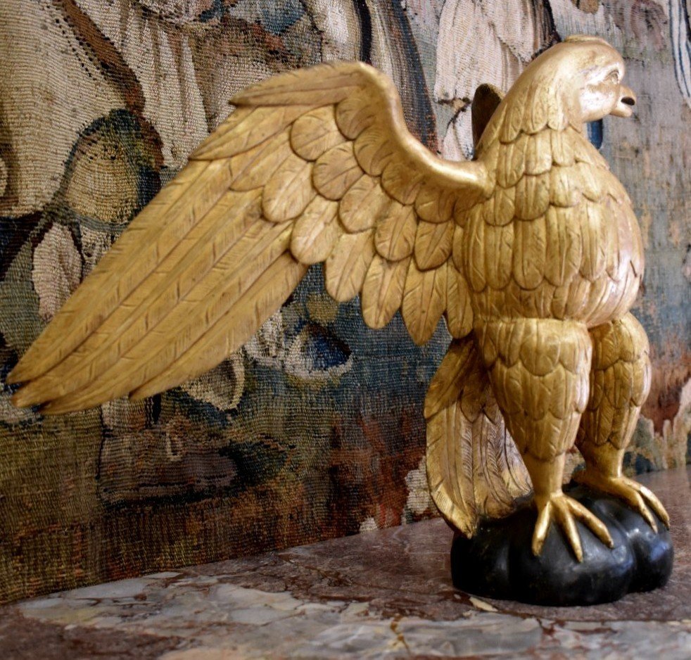 Aigle Impérial En Bois Sculpté Et Doré XIX ème-photo-1