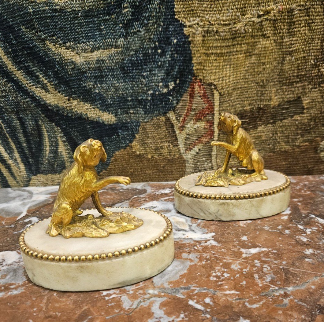 Pair Of Louis XVI And XVIII Century Gilt Bronze Paperweights-photo-2