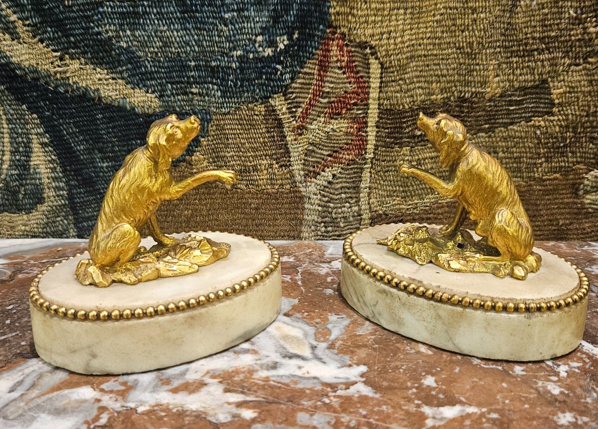 Pair Of Louis XVI And XVIII Century Gilt Bronze Paperweights-photo-3