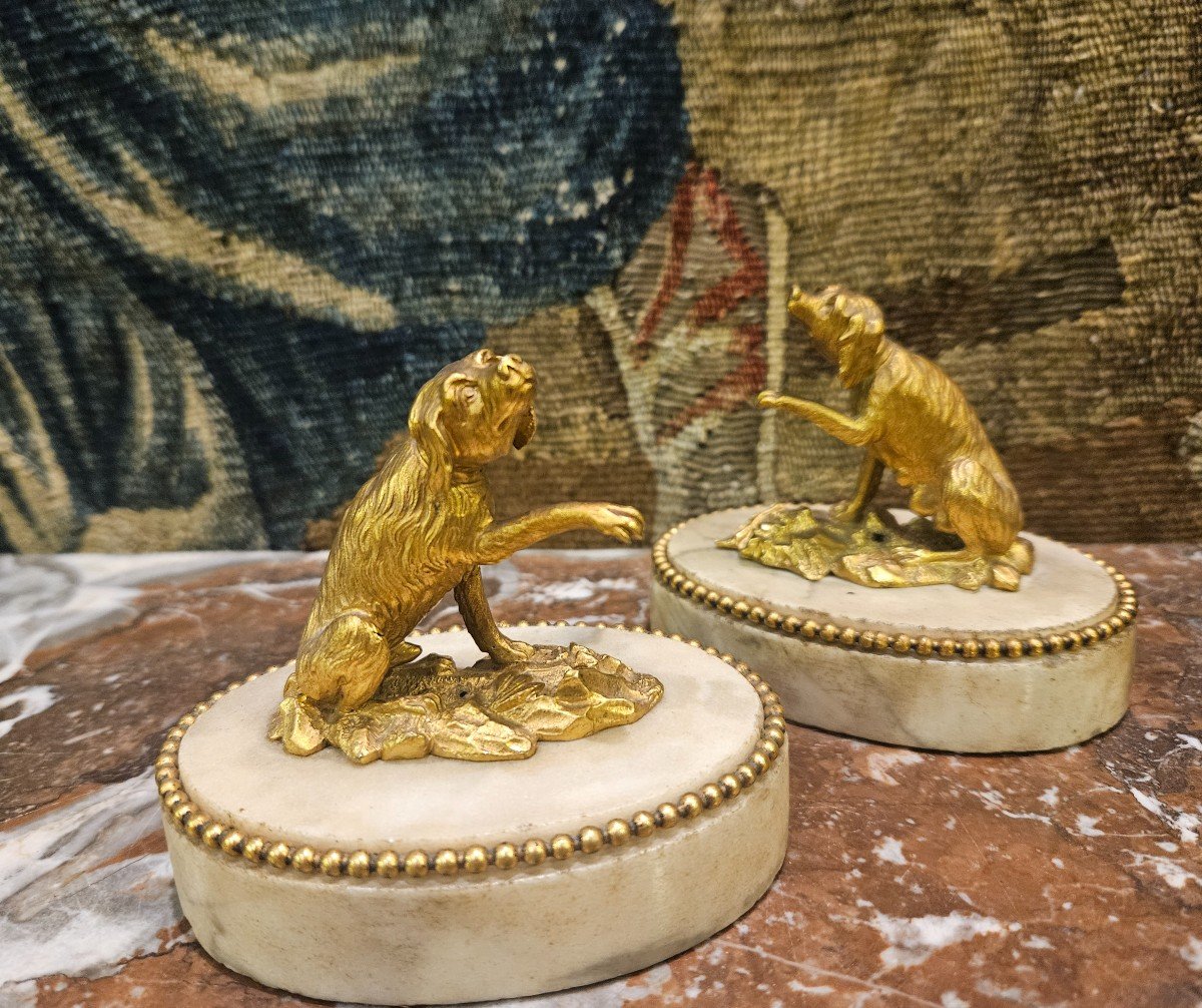 Pair Of Louis XVI And XVIII Century Gilt Bronze Paperweights-photo-3