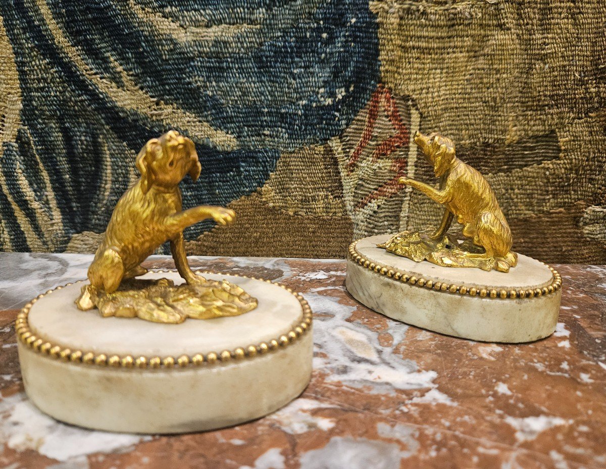 Pair Of Louis XVI And XVIII Century Gilt Bronze Paperweights-photo-4