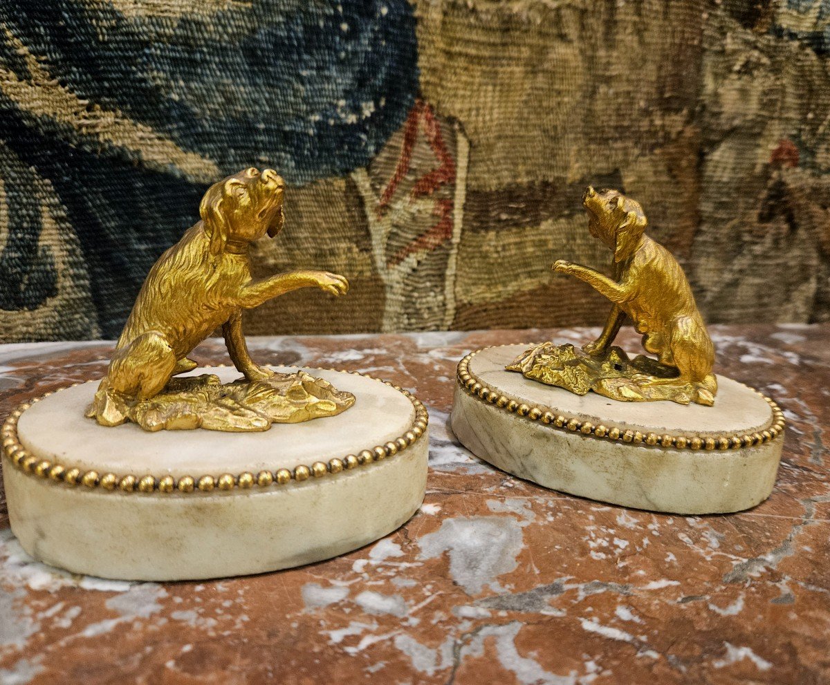 Pair Of Louis XVI And XVIII Century Gilt Bronze Paperweights-photo-7